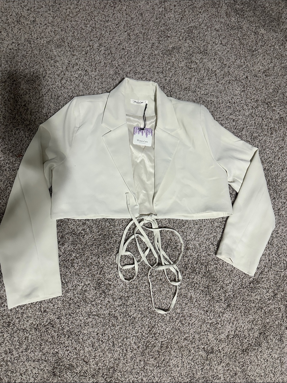 Women's Cropped Tie-Front Blazer Jacket - White